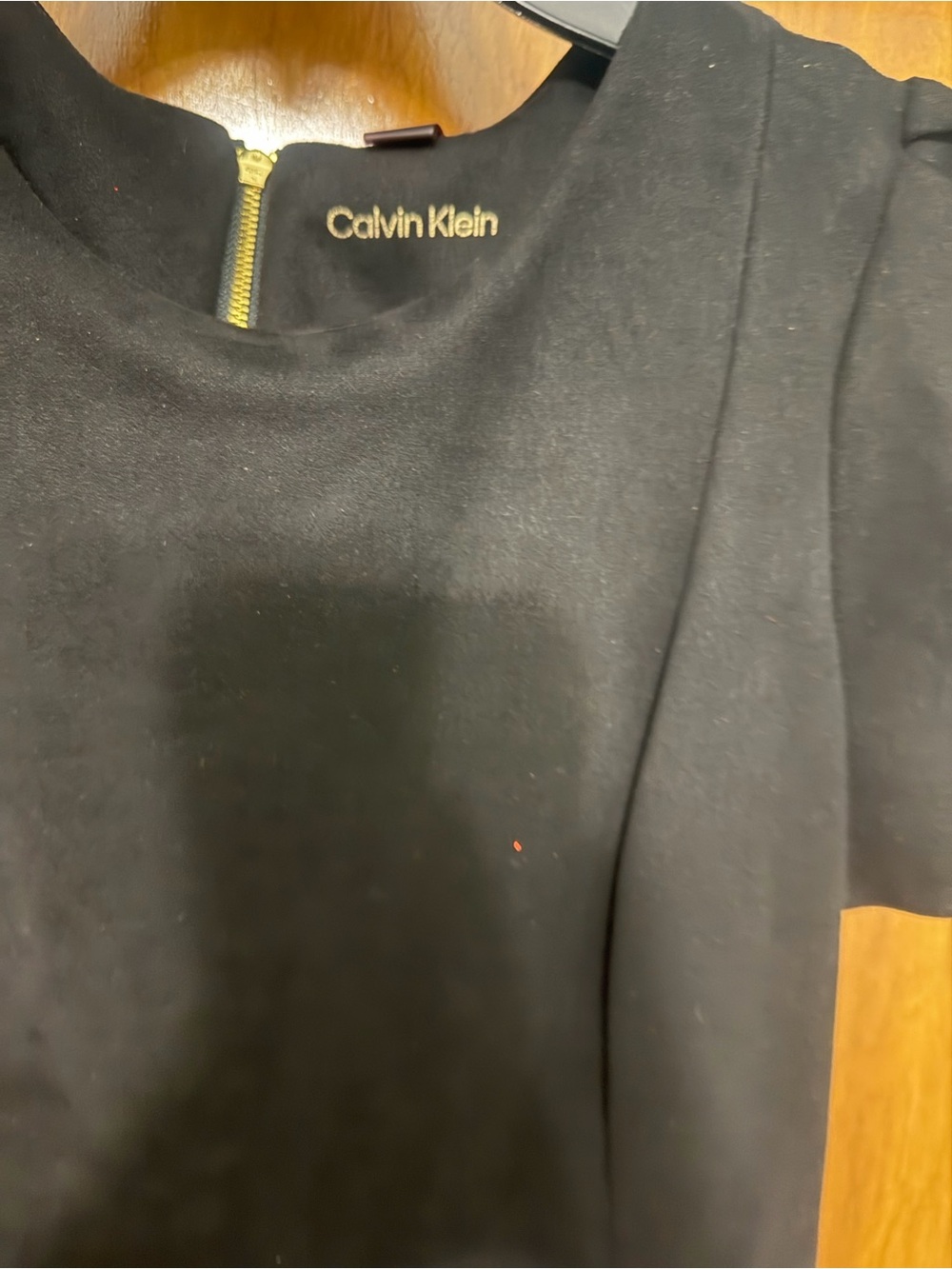 Calvin Klein Men's Black Crewneck Sweater with Gold Zip Detail